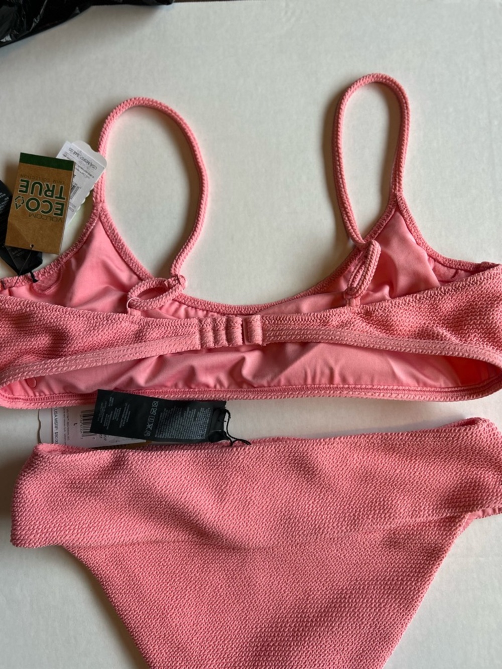 Volcom Pink Textured Bikini Set Size Top XL Bottom L - Picture 5 of 7